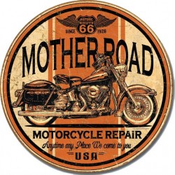Placa metalica - Route 66 - Motorcycle Repair - Ø30cm